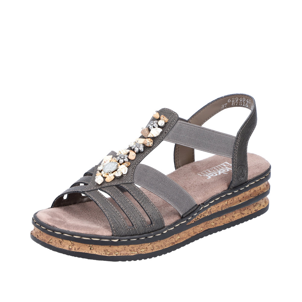 RIEKER Damen Sandale grau 62949-45 Gummizug