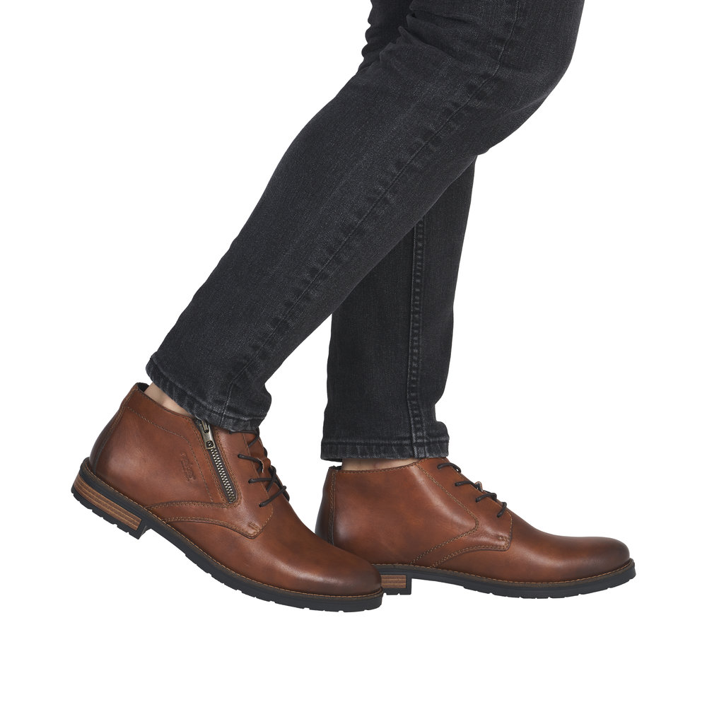 RIEKER Herren Halbschuh Stiefelette cognac 14609-24 echt Leder