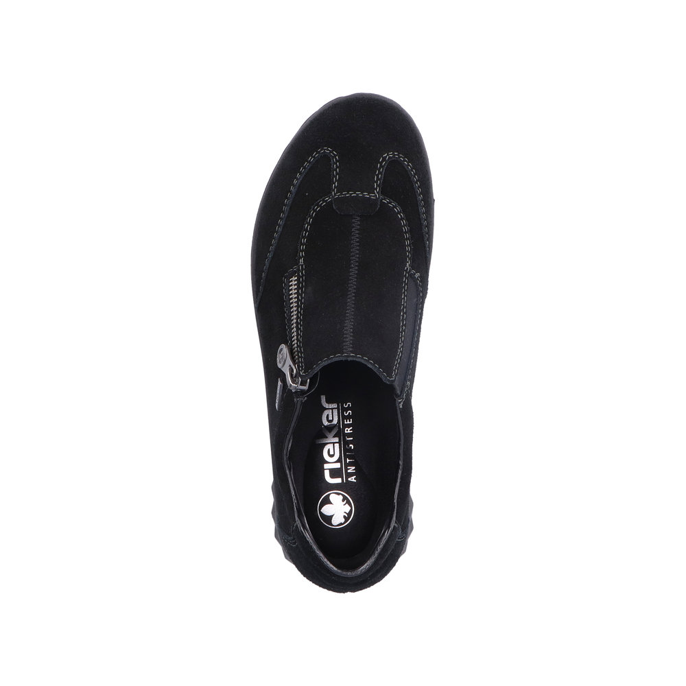 RIEKER Damen Halbschuh Slipper schwarz 59071-00 Reißverschluss