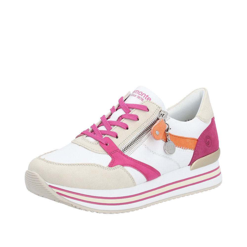 REMONTE Damen Sneaker weiß pink orange D1323-80 echt Leder