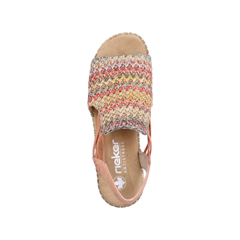 RIEKER Damen Sandale beige kombi V1241-90 Gummizug