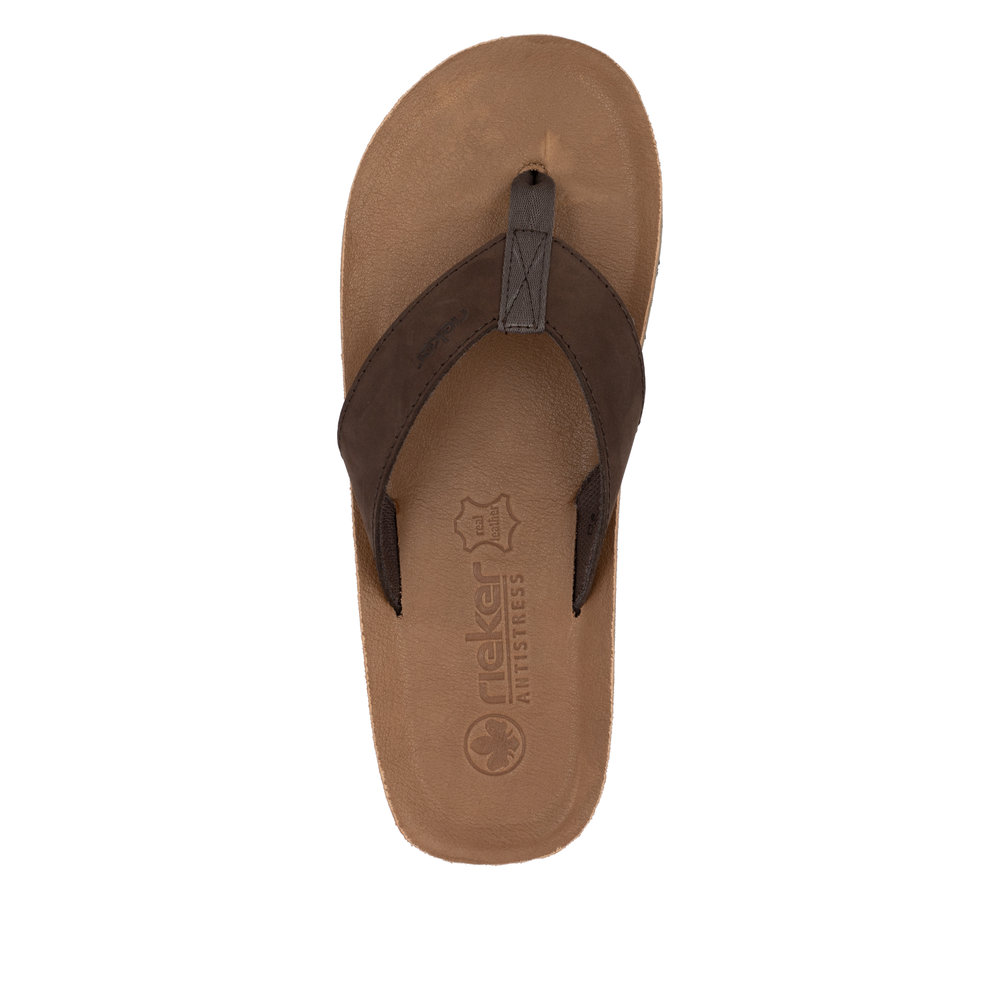 RIEKER Herren Pantolette Zehentrenner braun 20152-25 Flip Flop