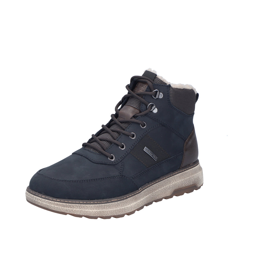 RIEKER Herren Stiefelette blau B5546-14 Leder und TEX