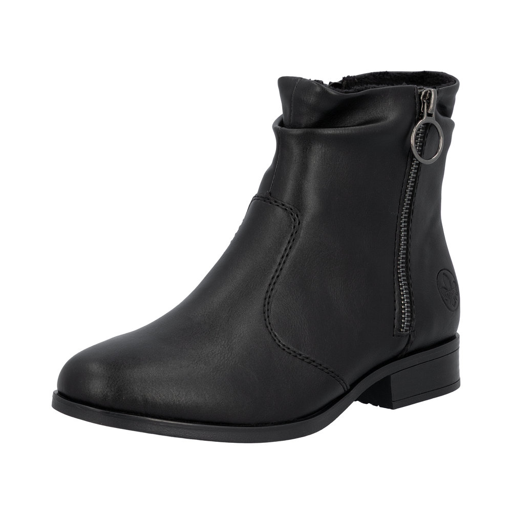 RIEKER Damen Stiefelette schwarz 77041-00 mit Reißverschluss