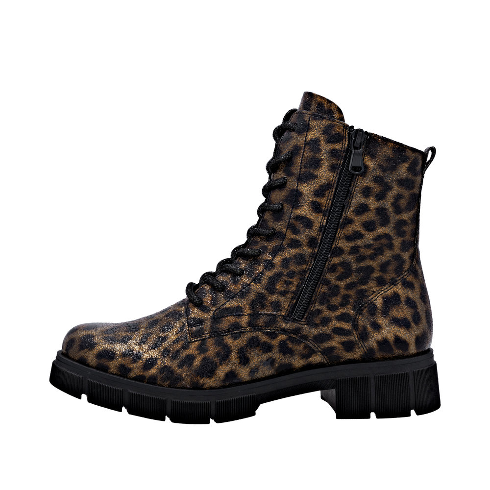 REMONTE Damen Boots Stiefelette schwarz braun Leo-Print D2S72-90 REMONTE Damen Boots Stiefelette schwarz braun Leo-Print D2S72-90