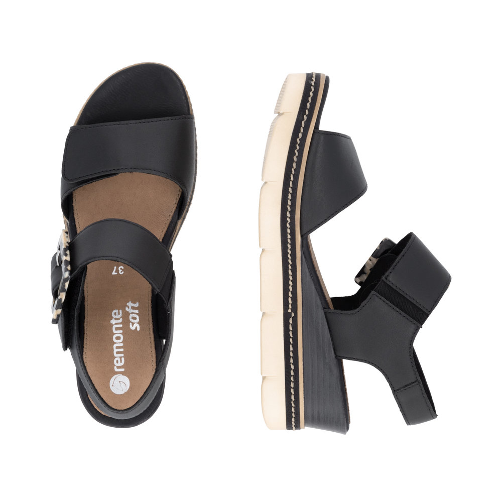 REMONTE Damen Sandalette schwarz D2L53-00 echt Leder