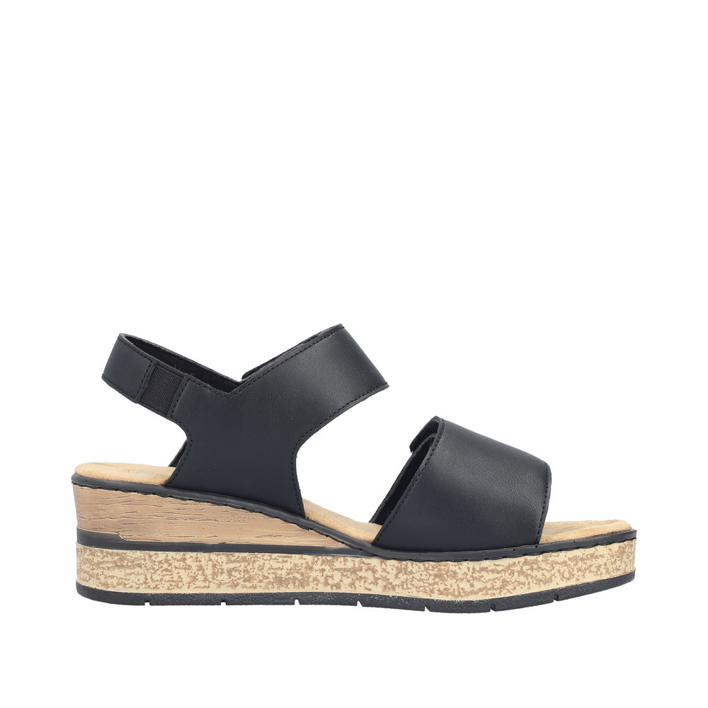 RIEKER Damen Sandale schwarz 63781-00 Keilabsatz