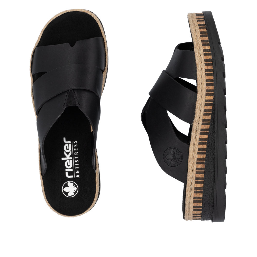 RIEKER Damen Pantolette schwarz V7989-00 Keilabsatz