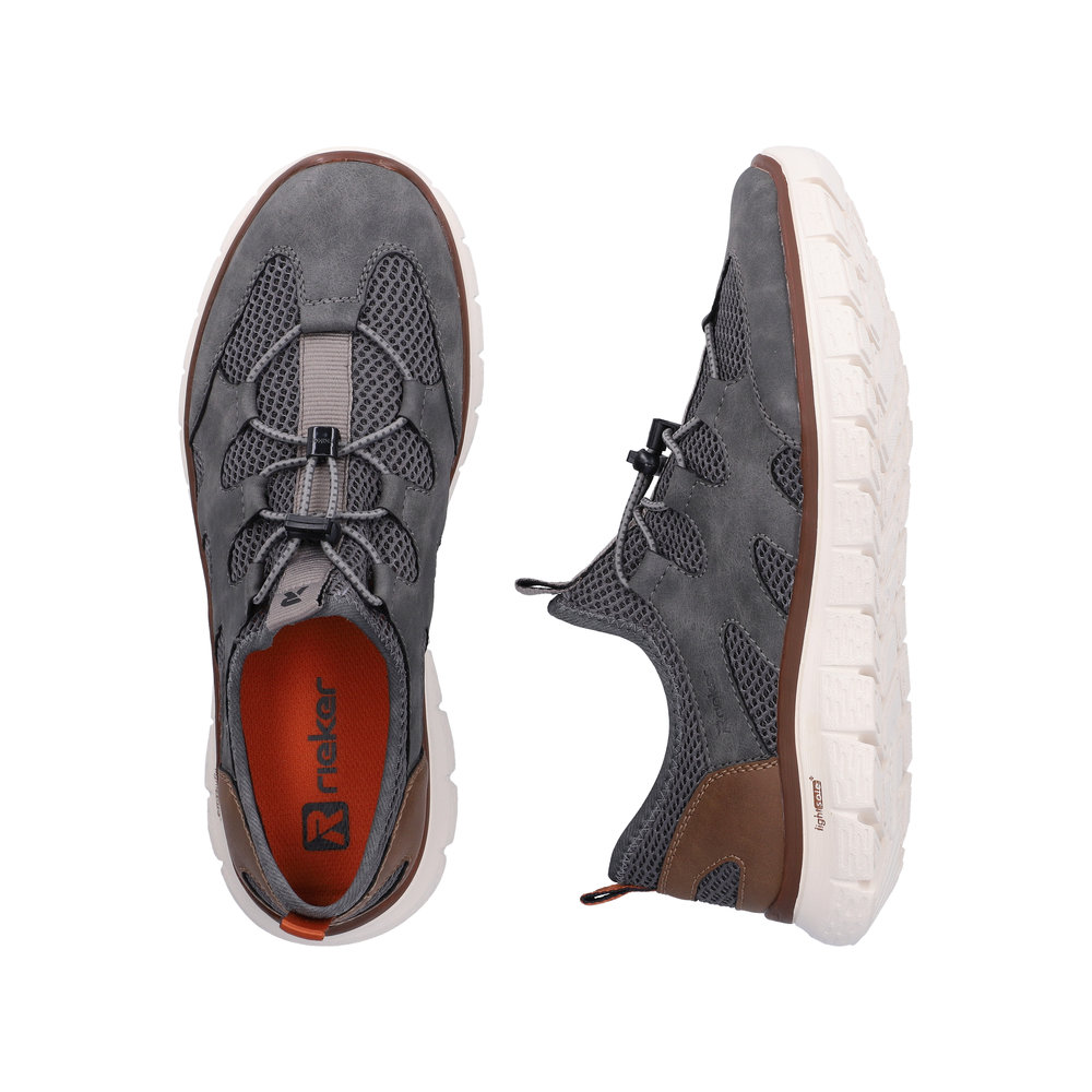 RIEKER Herren Sneaker Slipper grau B6678-45 extra leicht & luftig
