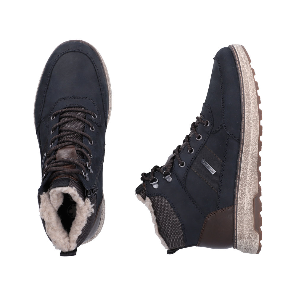 RIEKER Herren Stiefelette blau B5546-14 Leder und TEX