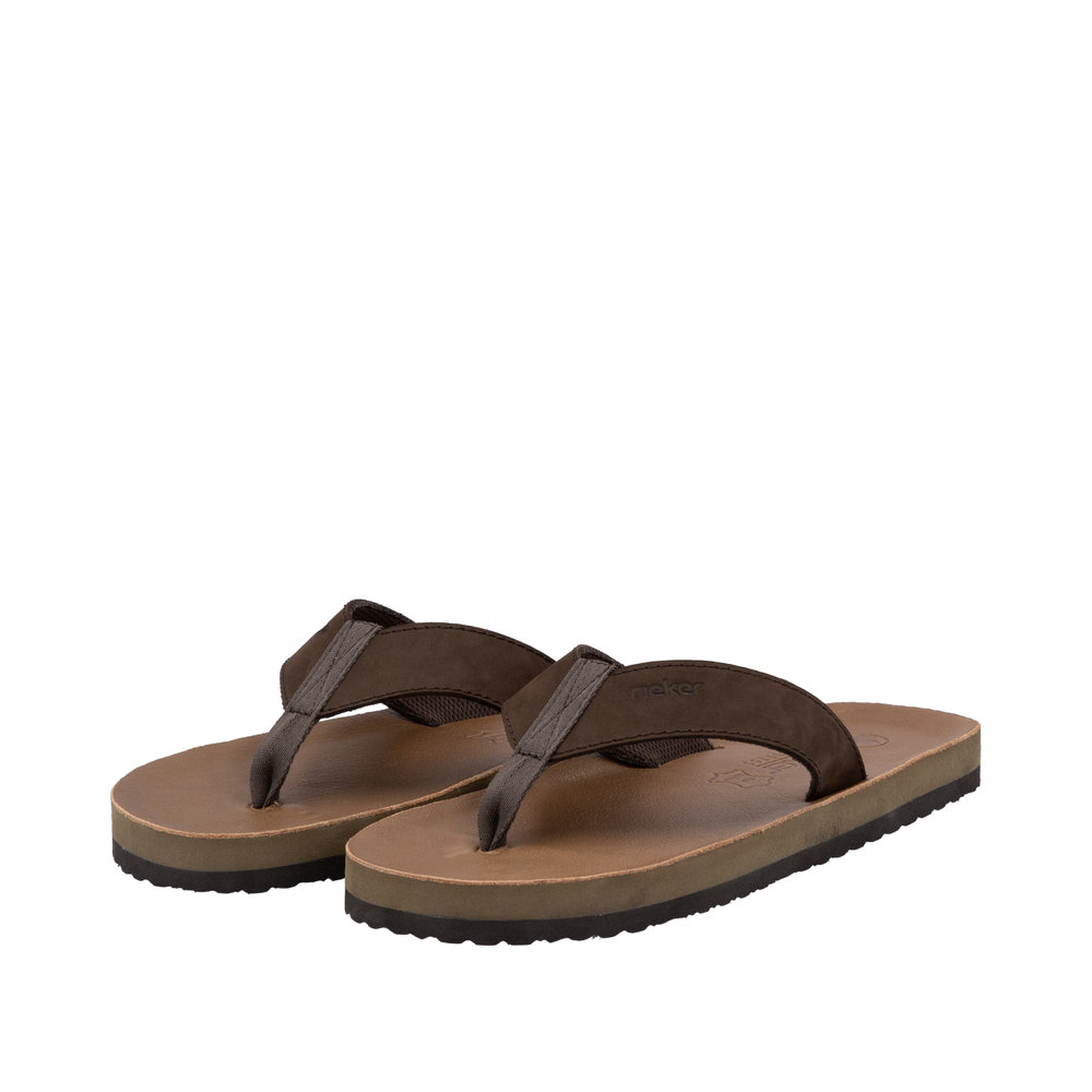 RIEKER Herren Pantolette Zehentrenner braun 20152-25 Flip Flop