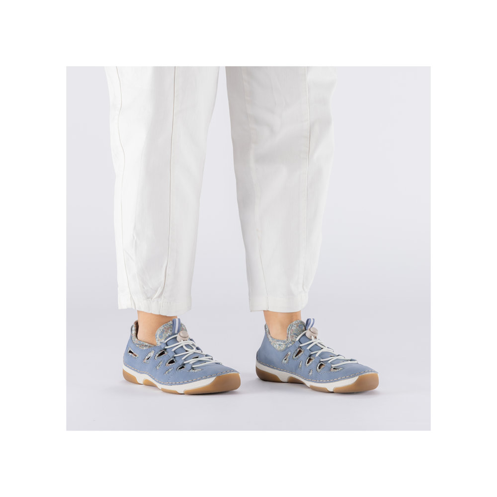RIEKER Damen Sneaker Slipper blau 55956-10 luftig