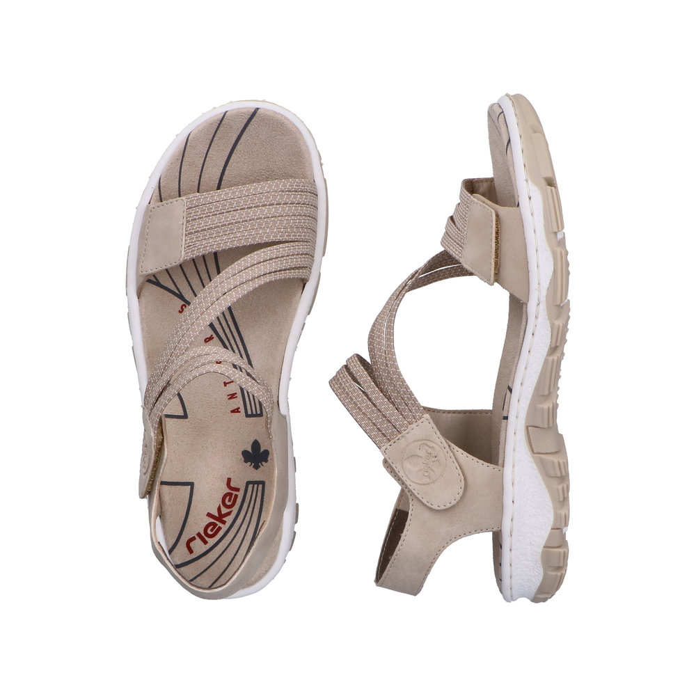 RIEKER Damen Sandale Trekking beige 68871-62 griffige Sohle