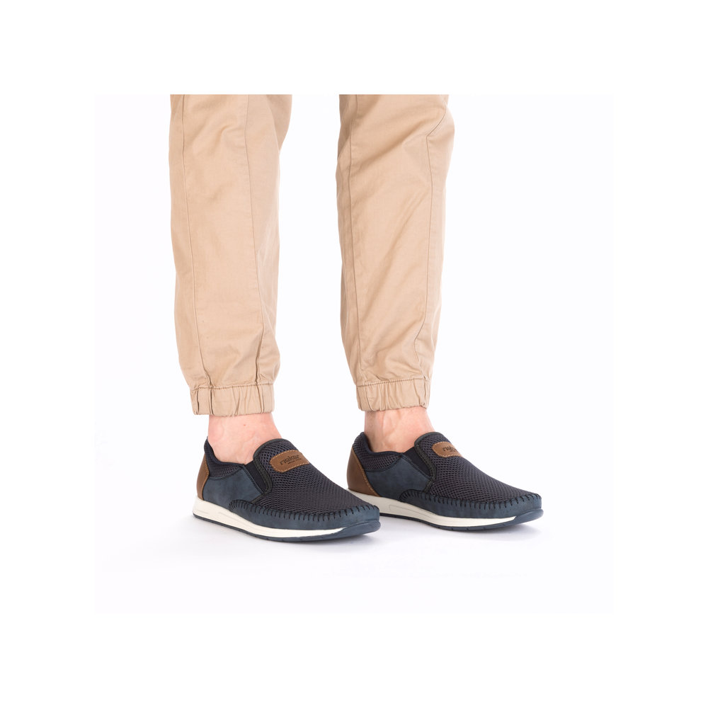 RIEKER Herren Halbschuh Slipper blau 11954-14