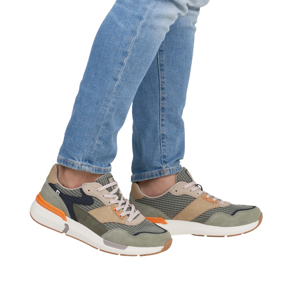 RIEKER Herren Sneaker grün orange U1402-54