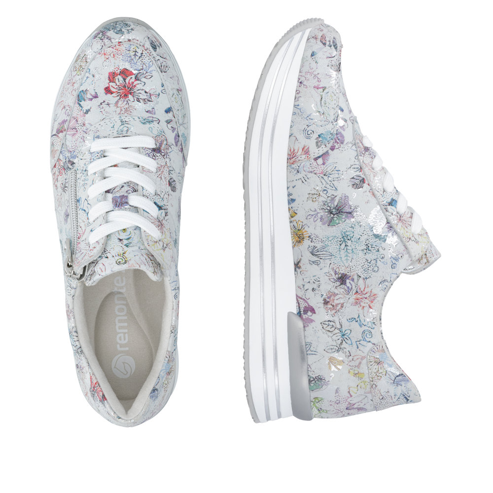 REMONTE Damen Sneaker grau bunt D1326-90 echt Leder