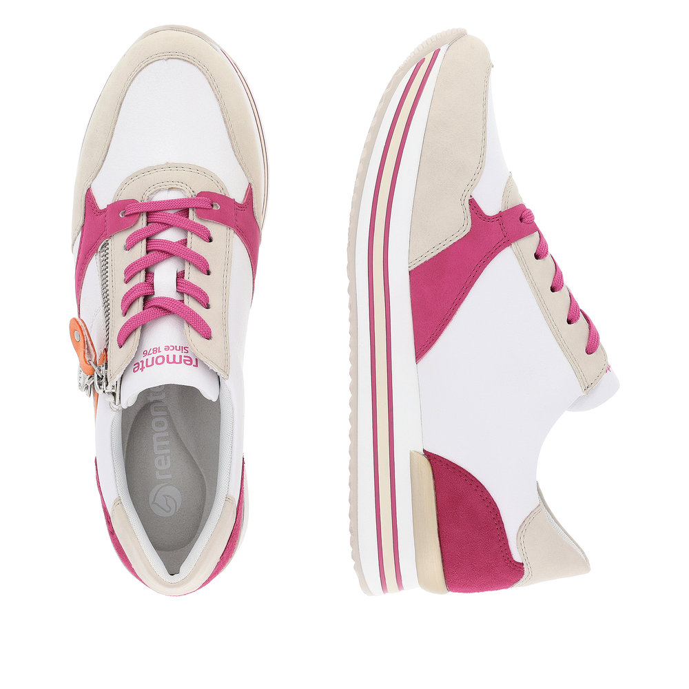 REMONTE Damen Sneaker weiß pink orange D1323-80 echt Leder