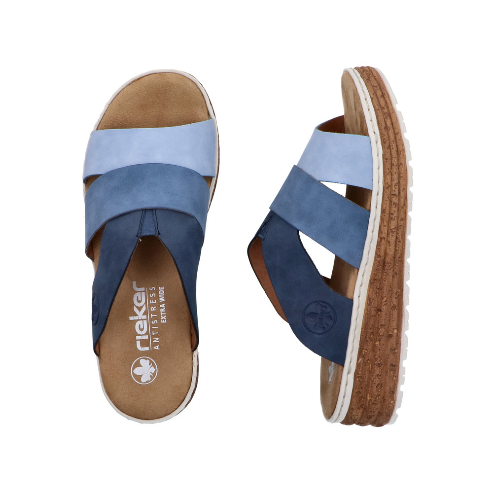 RIEKER Damen Pantolette blau 62780-12 Keilabsatz