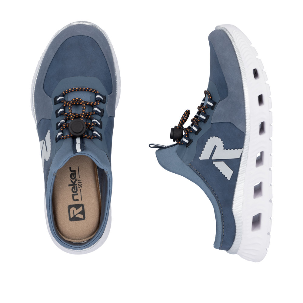 RIEKER Damen Sabot Slipper blau M6069-10 super leicht