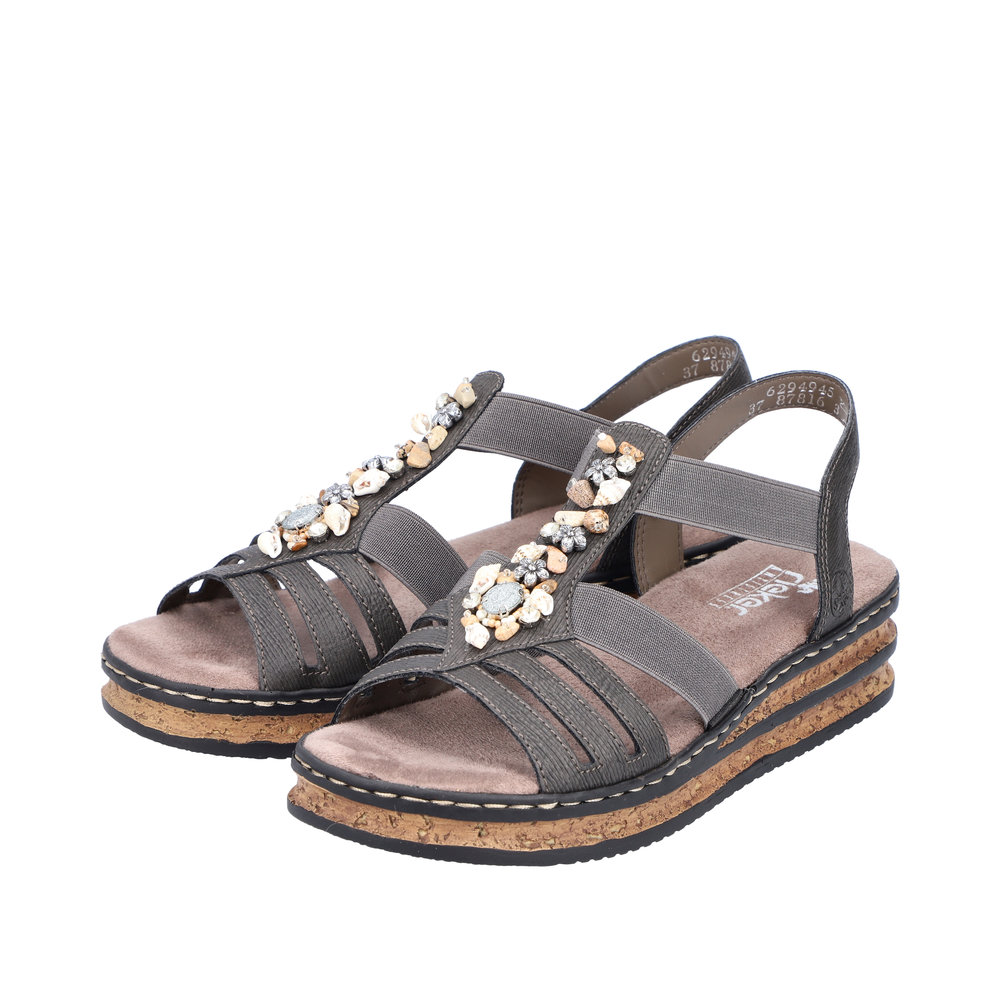 RIEKER Damen Sandale grau 62949-45 Gummizug