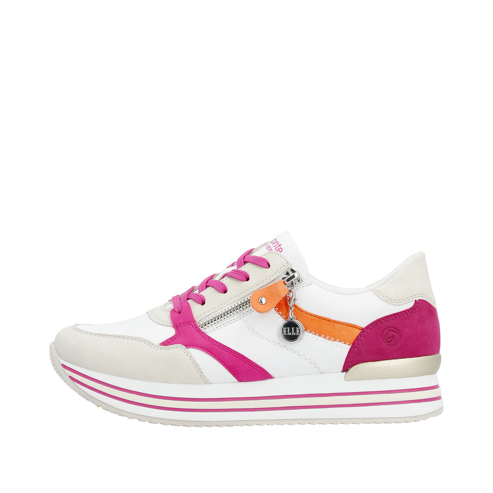 REMONTE Damen Sneaker weiß pink orange D1323-80 echt Leder