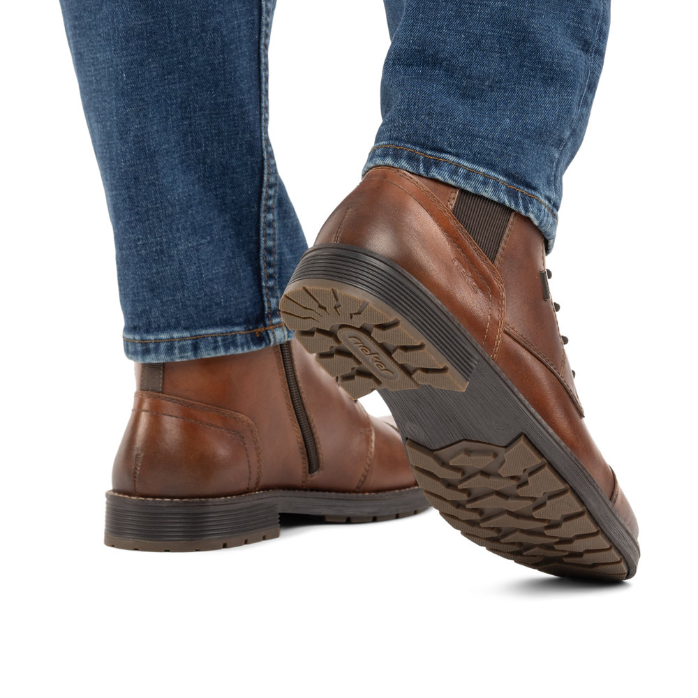 RIEKER Herren Stiefelette braun F4512-24 Leder und TEX