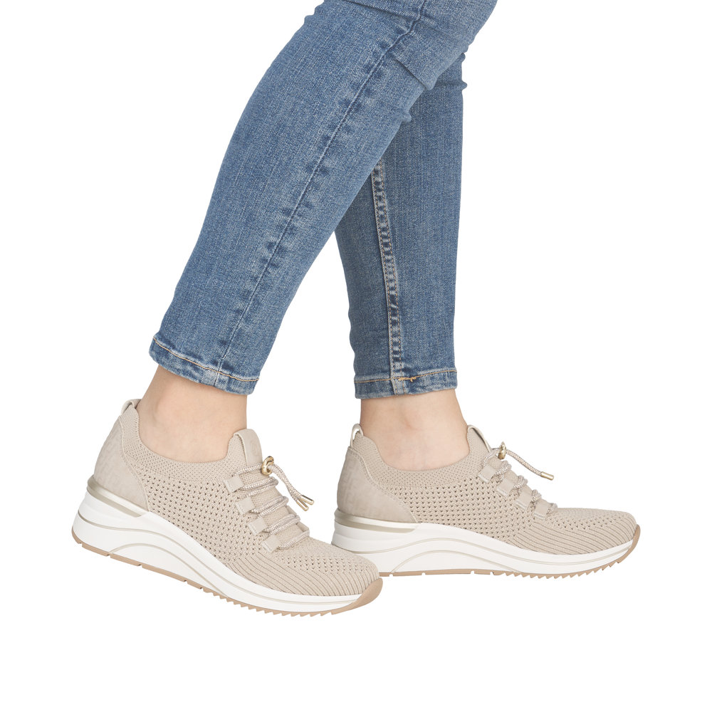 REMONTE Damen Sneaker beige D0T18-60 mit Glitzer