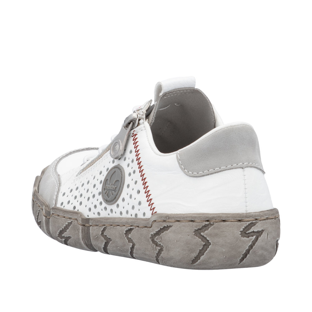RIEKER Damen Slipper weiß L0355-80 mit Reißverschluss