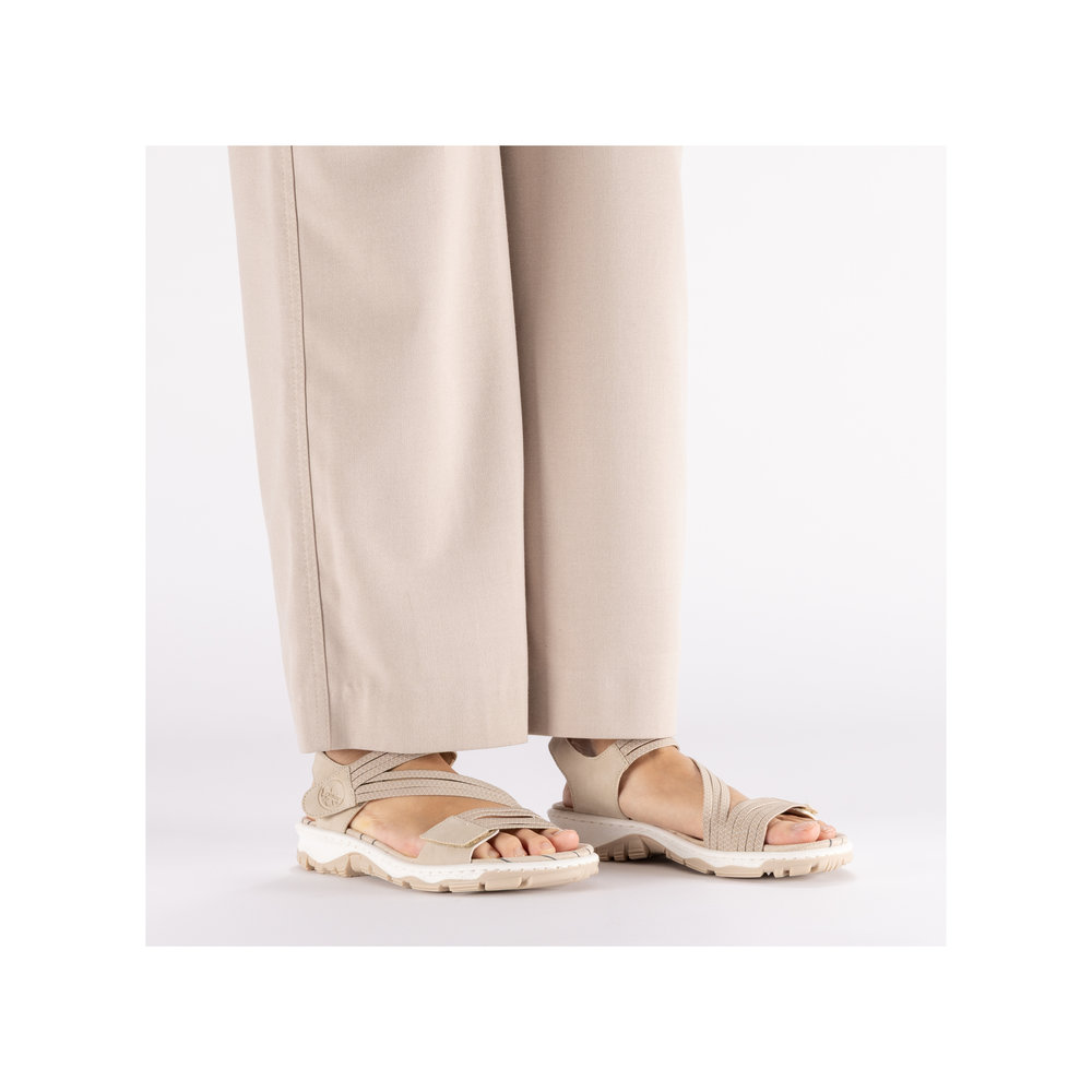 RIEKER Damen Sandale Trekking beige 68871-62 griffige Sohle RIEKER Damen Sandale Trekking beige 68871-62 griffige Sohle