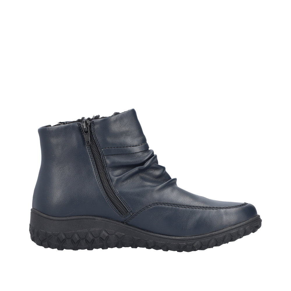 RIEKER Damen Stiefelette blau 59585-14 mit 2 Reißverschlüssen