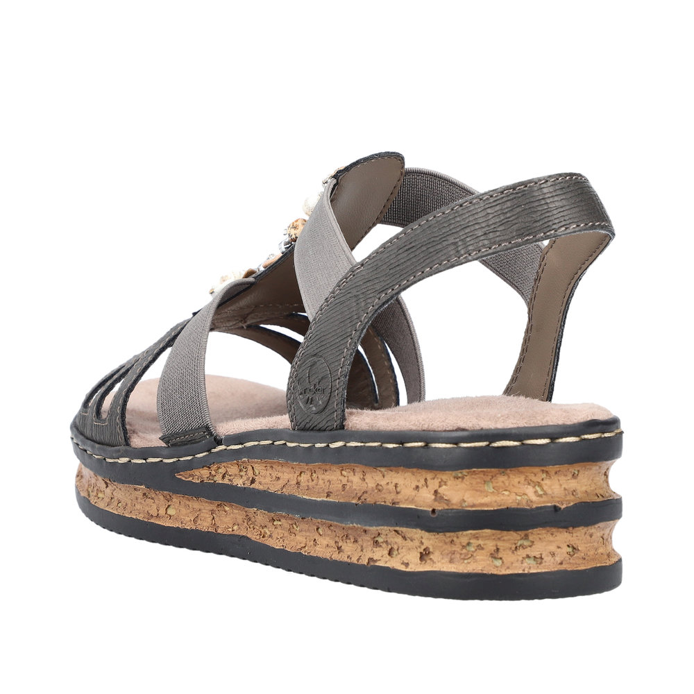 RIEKER Damen Sandale grau 62949-45 Gummizug