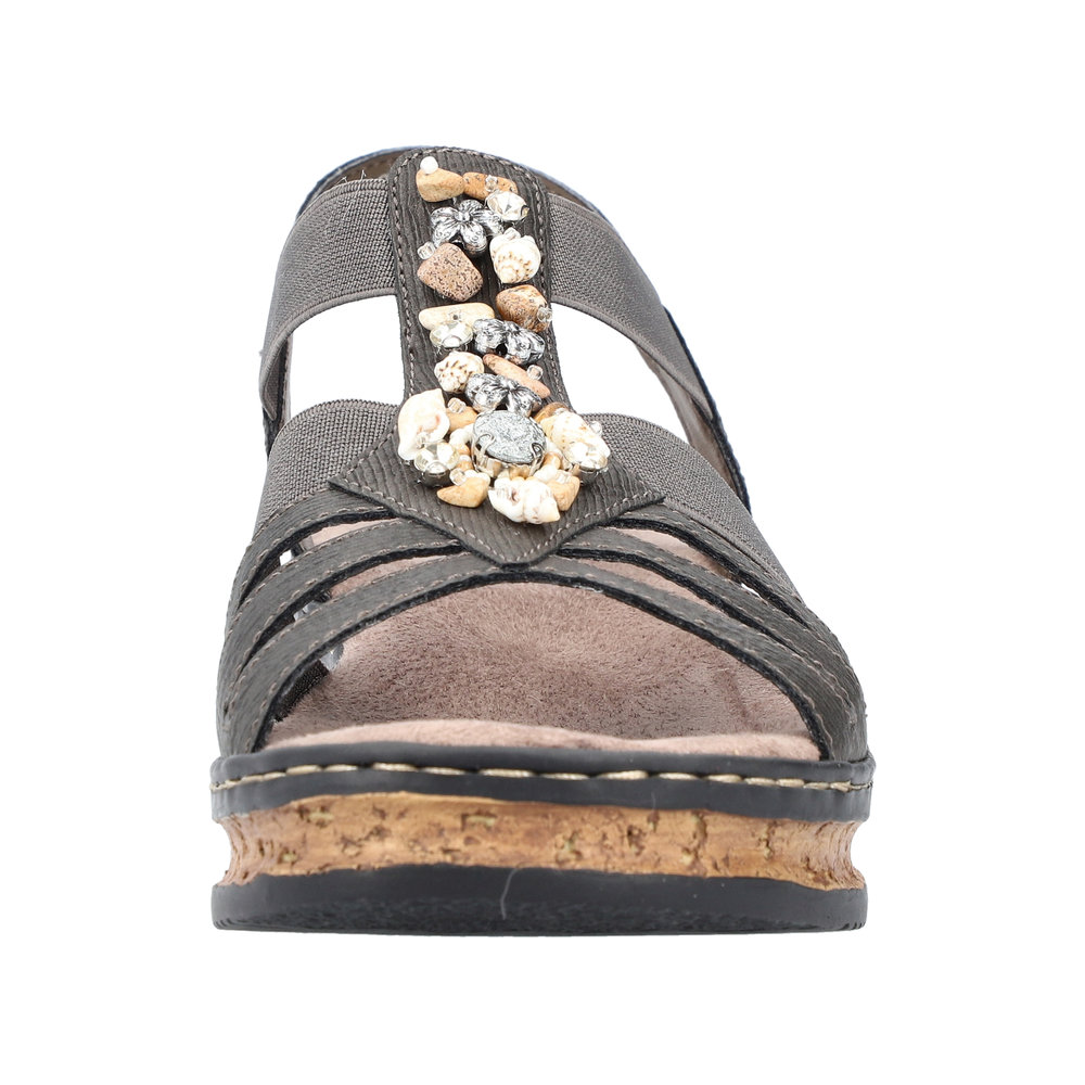 RIEKER Damen Sandale grau 62949-45 Gummizug