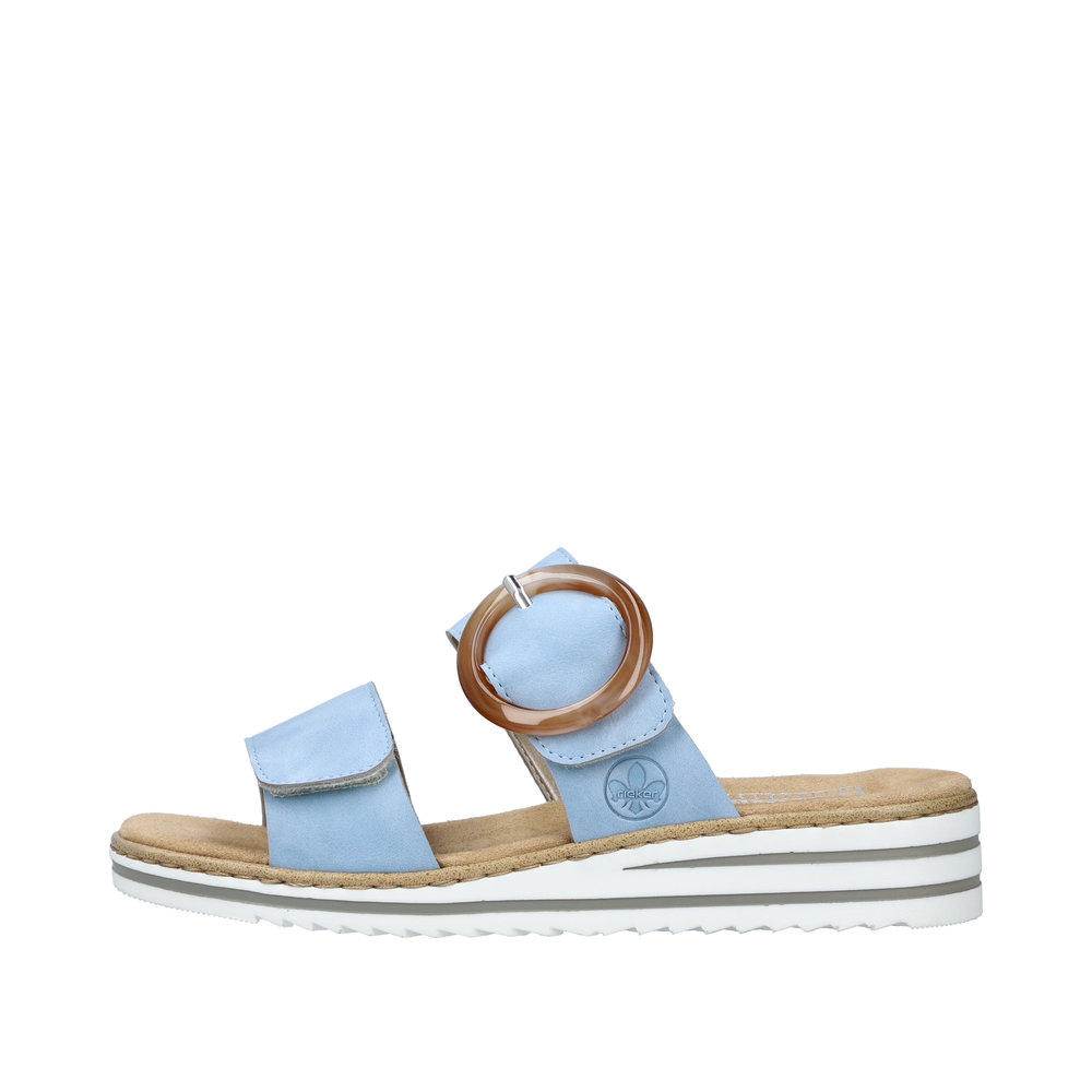 RIEKER Damen Pantolette hellblau V0692-10 Klettverschlüsse RIEKER Damen Pantolette hellblau V0692-10 Klettverschlüsse
