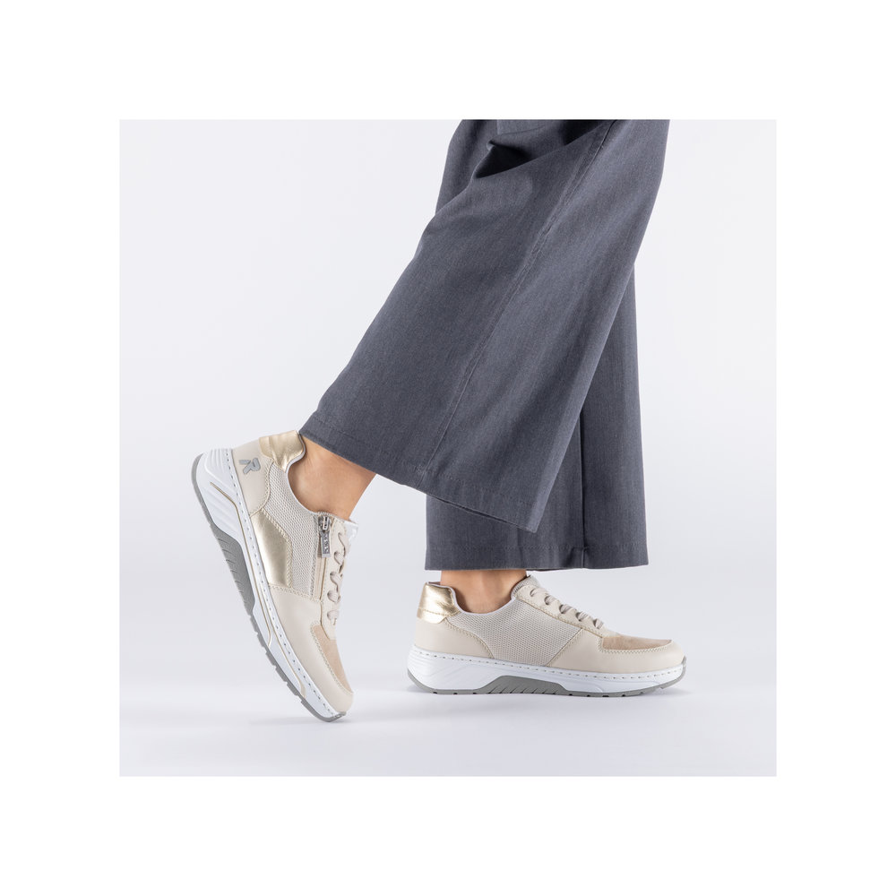 RIEKER Damen Sneaker beige 53101-60 mit Reißverschluss