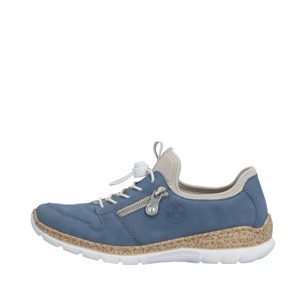 RIEKER Damen Sneaker Slipper blau N42G0-14 mit Gummizug