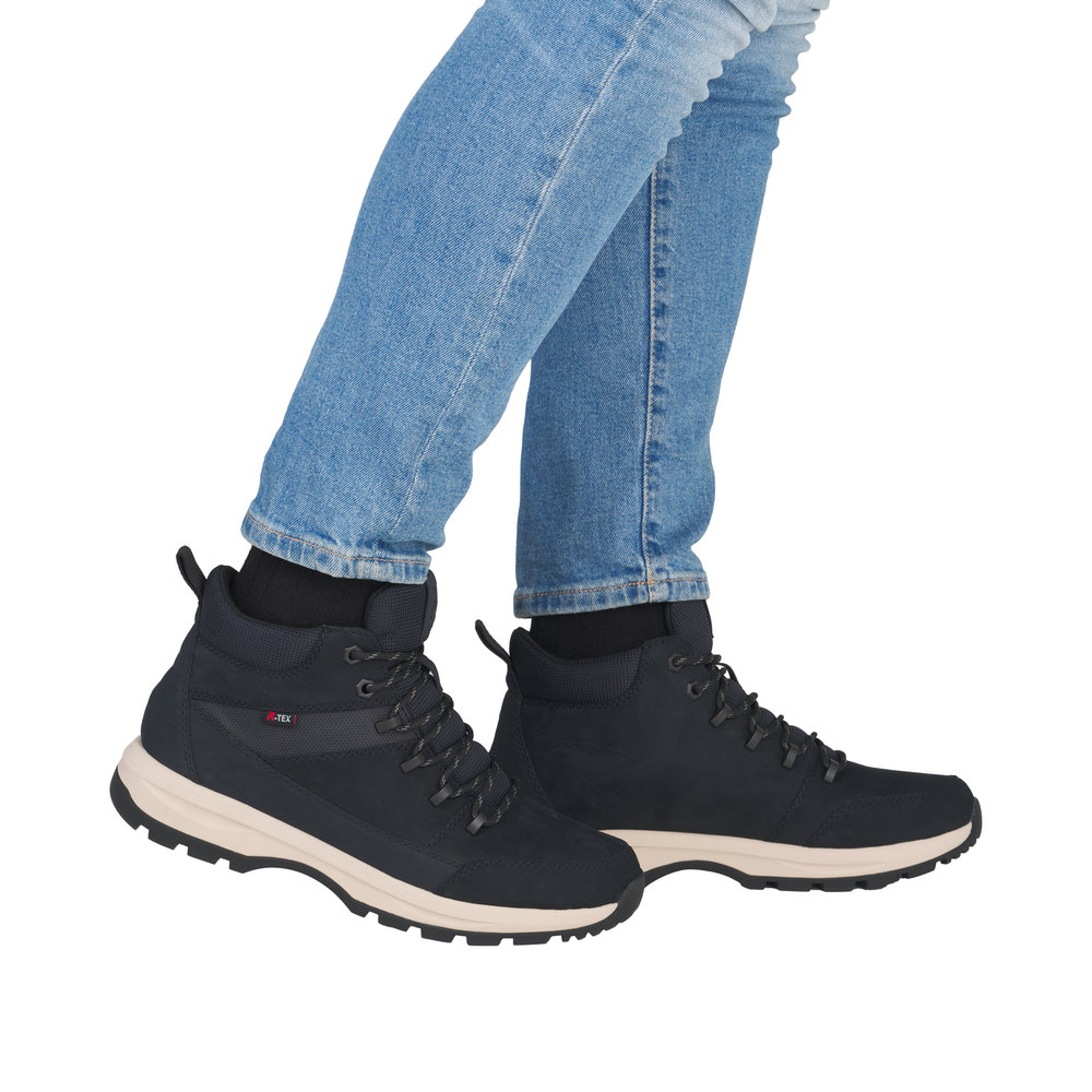 RIEKER Herren Stiefelette blau U1671-14 echt Leder mit TEX