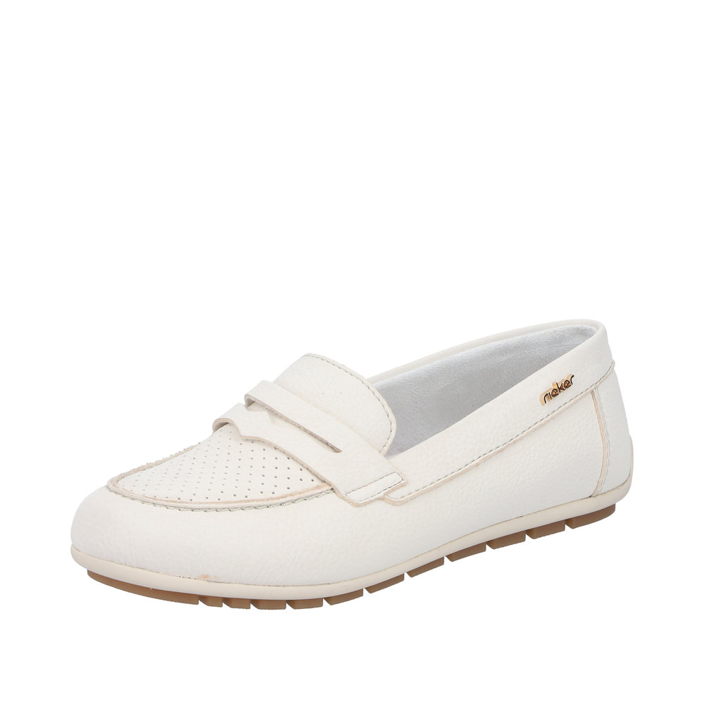 RIEKER Damen Loafer Mokassin creme weiß 43862-80