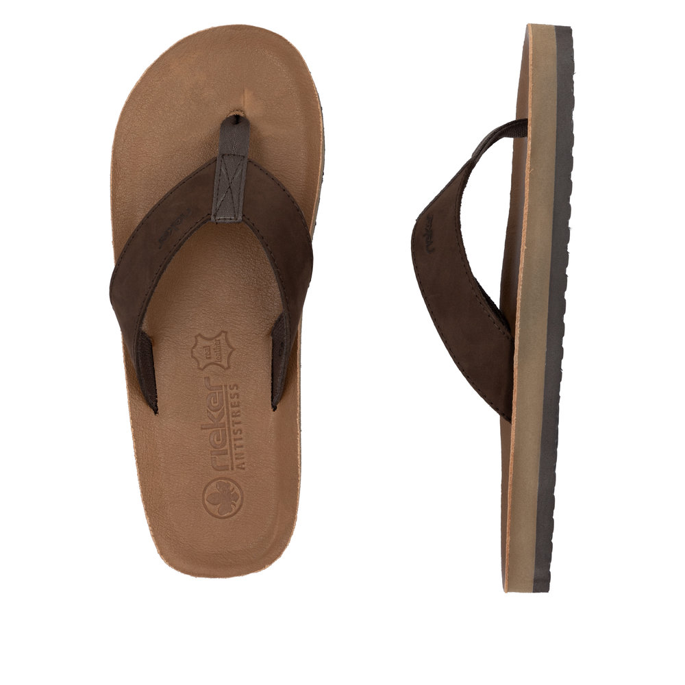 RIEKER Herren Pantolette Zehentrenner braun 20152-25 Flip Flop