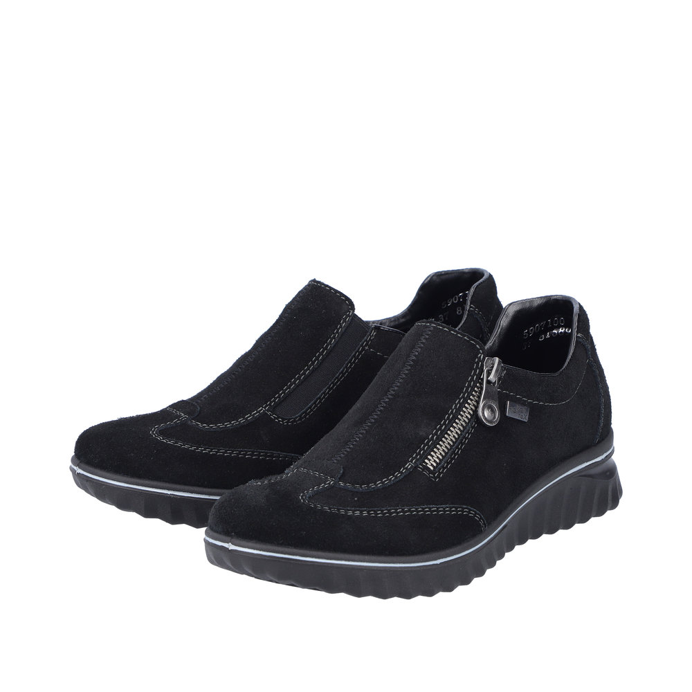 RIEKER Damen Halbschuh Slipper schwarz 59071-00 Reißverschluss