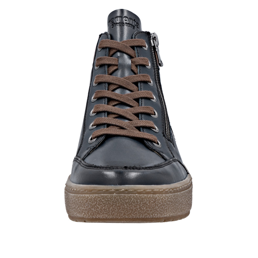 REMONTE Damen Stiefelette blau braun D2T70-14 echt Leder