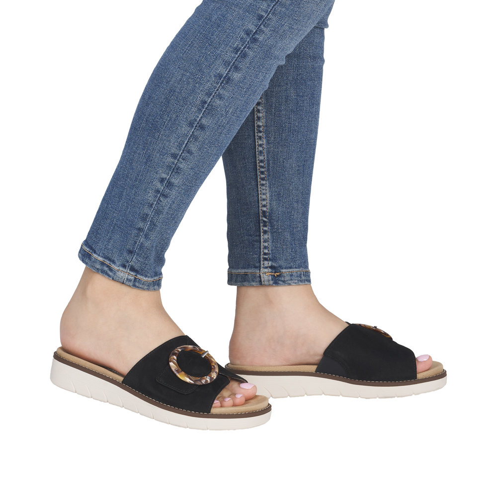 REMONTE Damen Pantolette schwarz D2042-02 mit loser Einlage