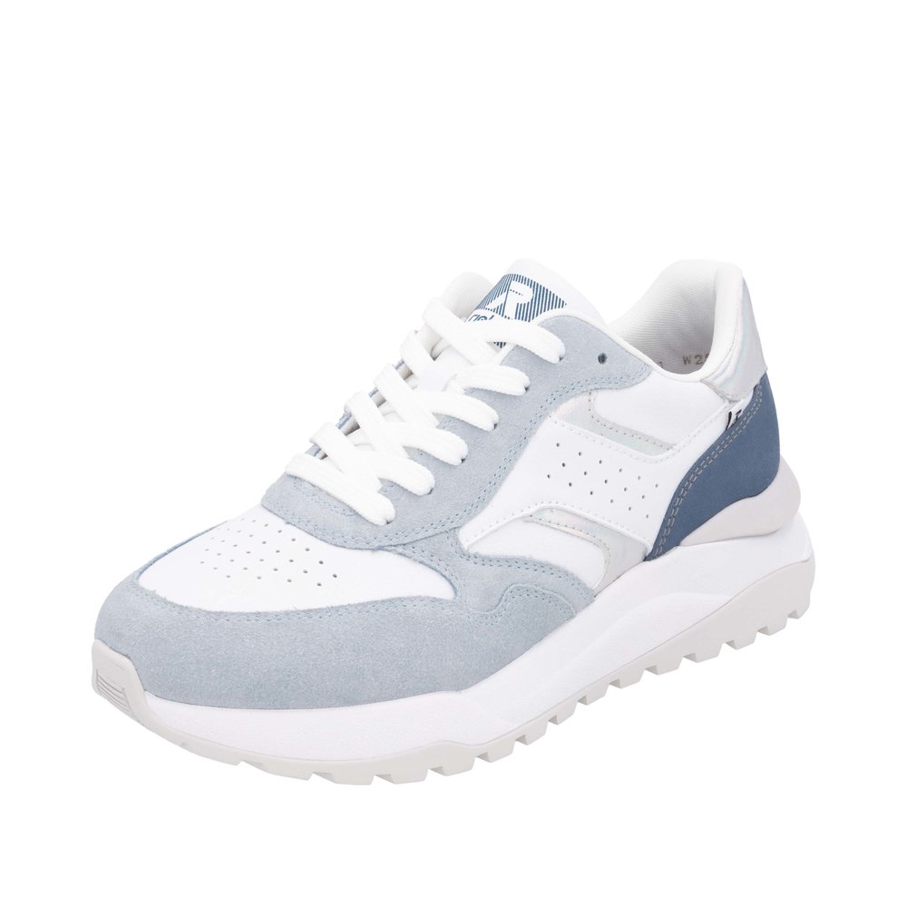 RIEKER Damen Sneaker weiß hellblau W2500-80 Sportschuhe