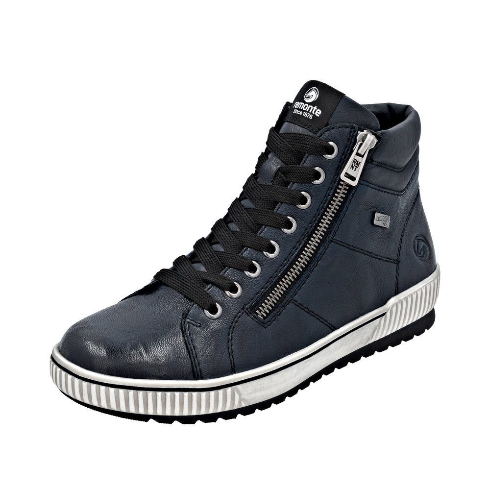 REMONTE Damen Stiefelette Marine Blau D0772-15 Leder und TEX