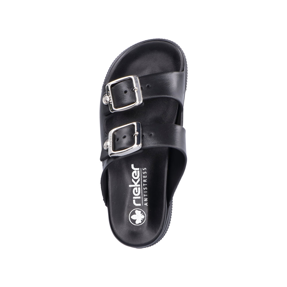 RIEKER Damen Pantolette Schwarz P2180-00 EVA Sohle