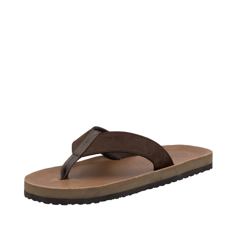 RIEKER Herren Pantolette Zehentrenner braun 20152-25 Flip Flop