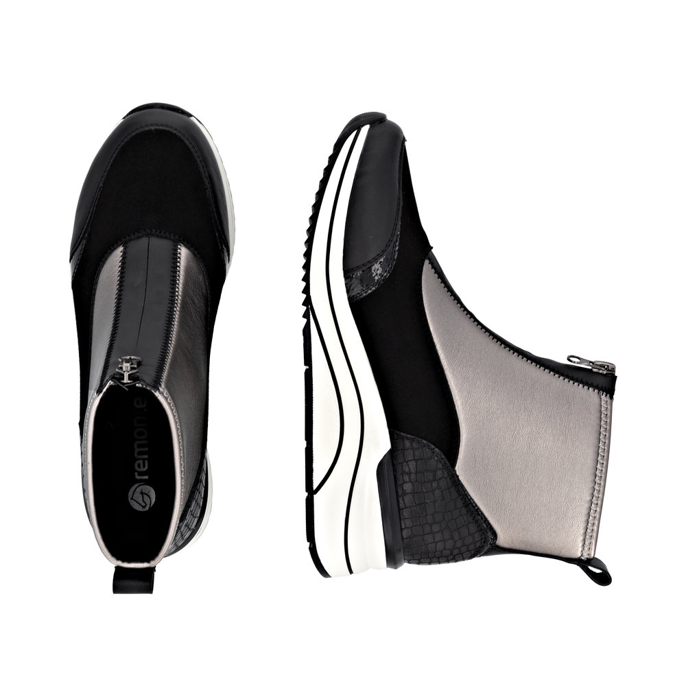 REMONTE Damen Boots Stiefelette schwarz beige D0T78-03