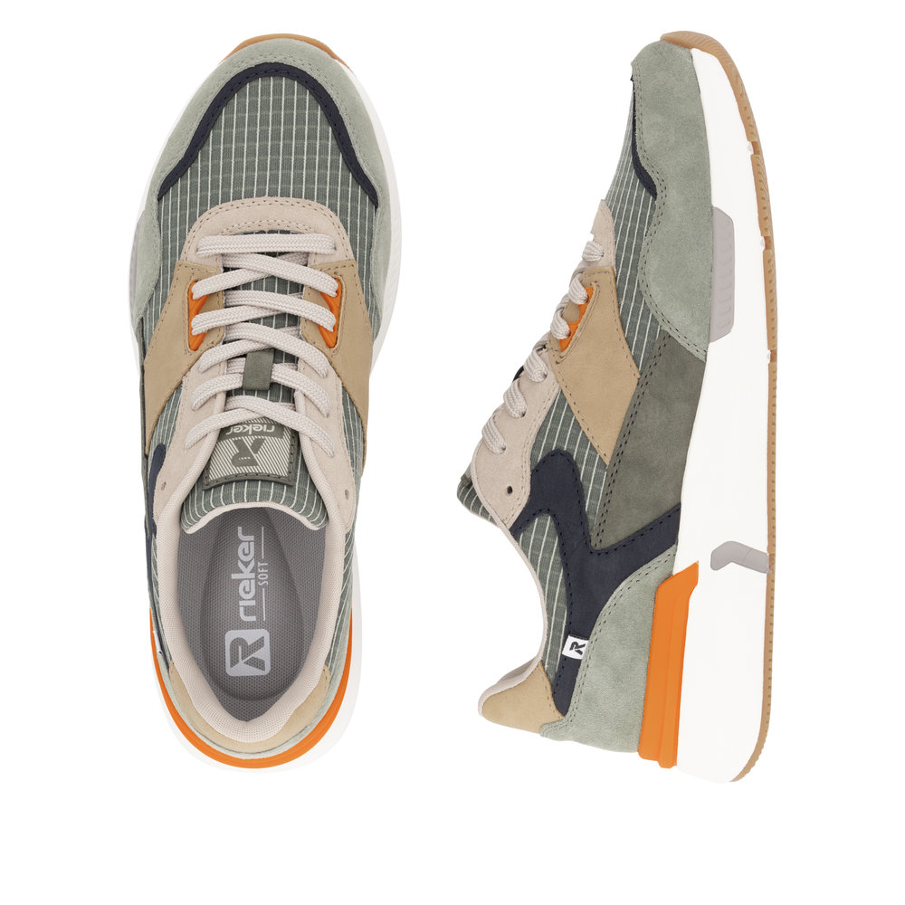 RIEKER Herren Sneaker grün orange U1402-54