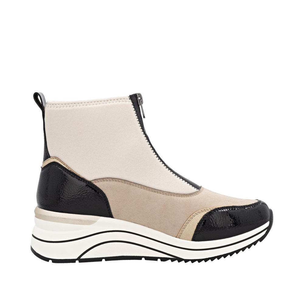 REMONTE Damen Boots Stiefelette schwarz beige D0T78-60