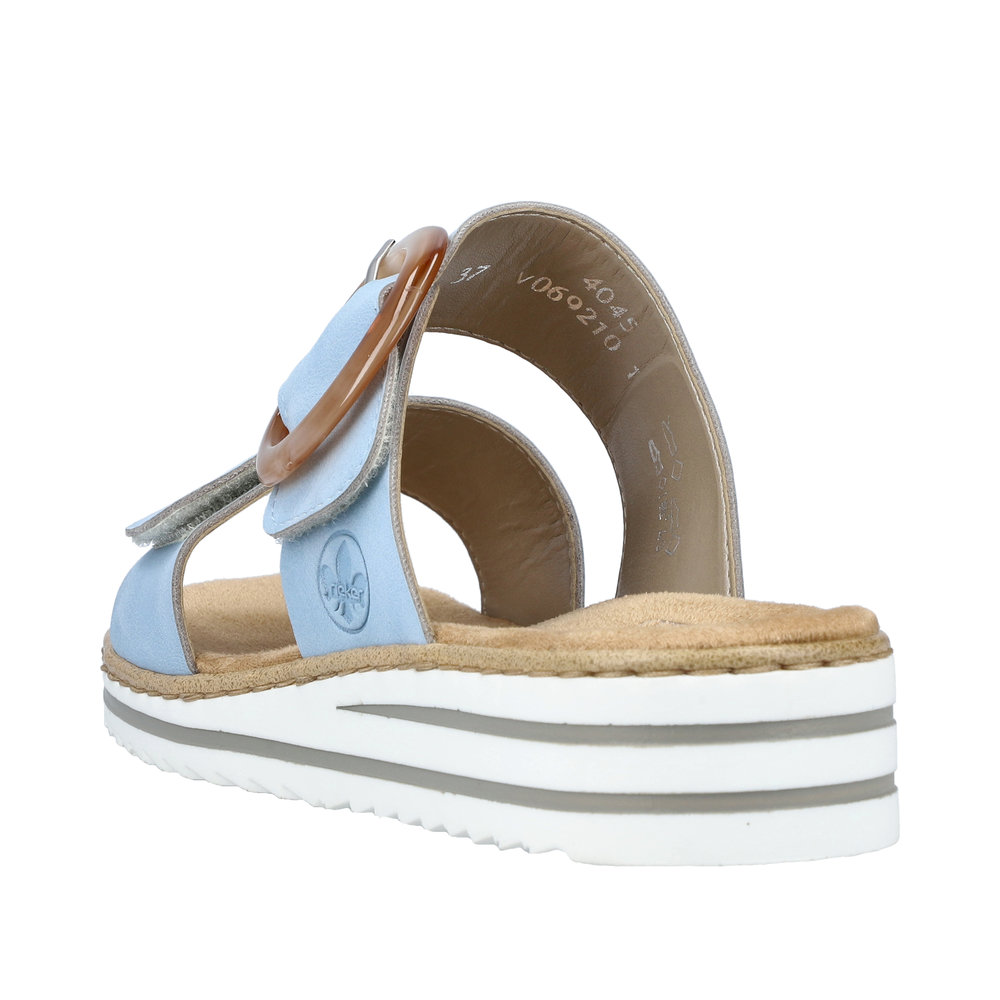 RIEKER Damen Pantolette hellblau V0692-10 Klettverschlüsse