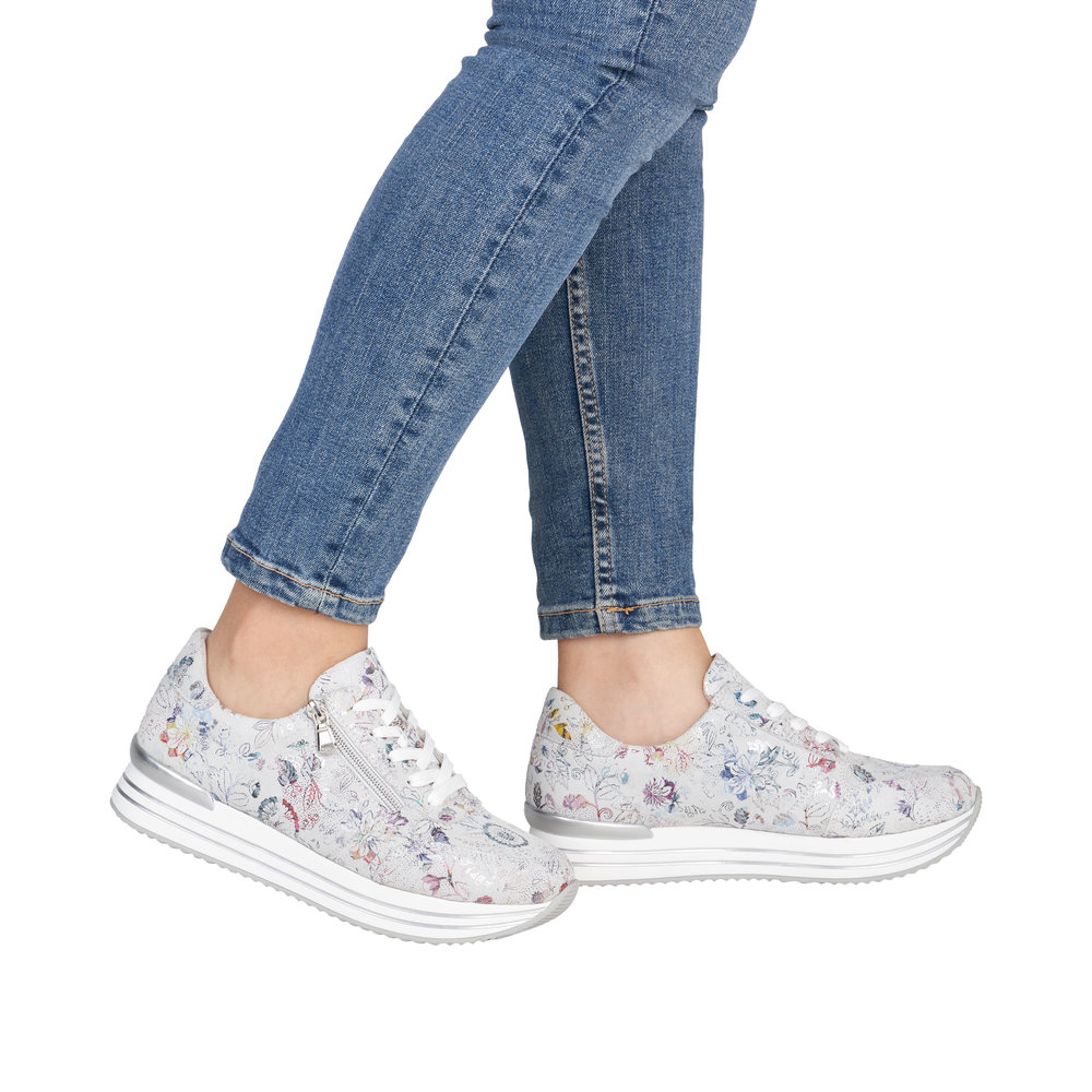 REMONTE Damen Sneaker grau bunt D1326-90 echt Leder